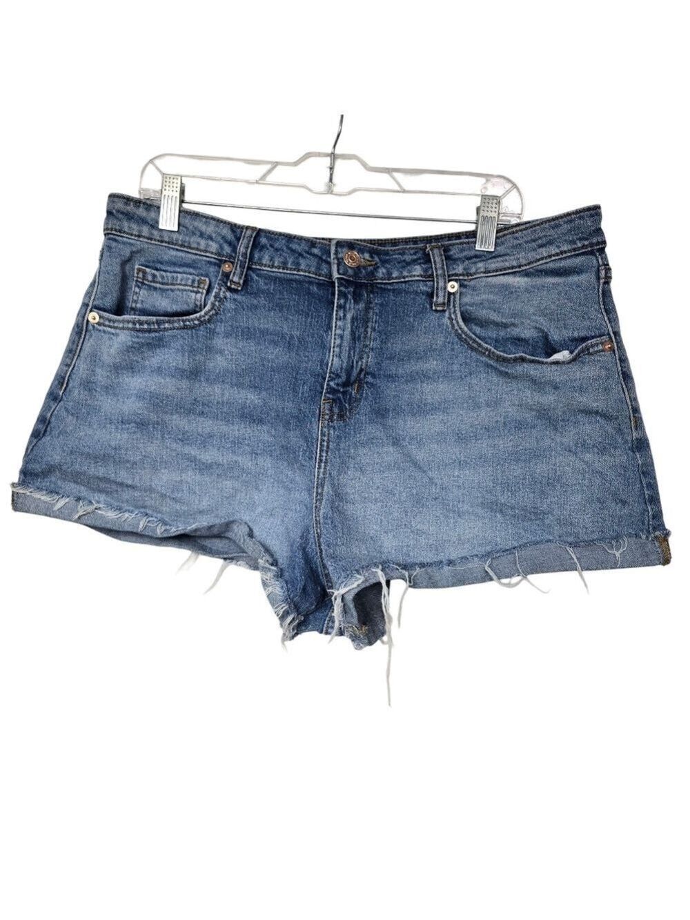 Wild Fable High Rise Rolled Cuff Denim Blue Shorts 16
